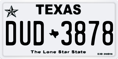 TX license plate DUD3878