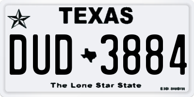 TX license plate DUD3884