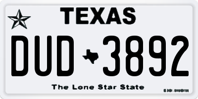 TX license plate DUD3892