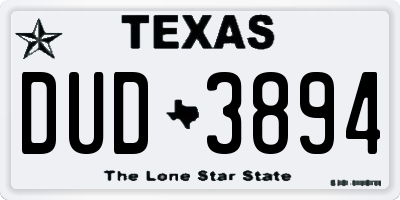 TX license plate DUD3894