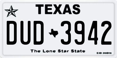 TX license plate DUD3942