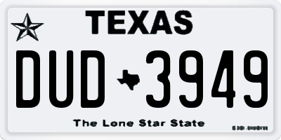 TX license plate DUD3949
