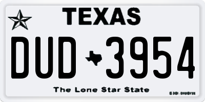 TX license plate DUD3954