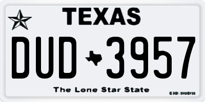 TX license plate DUD3957