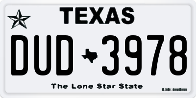 TX license plate DUD3978