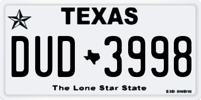 TX license plate DUD3998