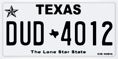TX license plate DUD4012