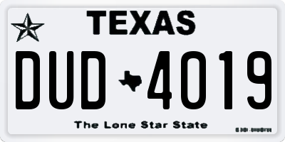 TX license plate DUD4019