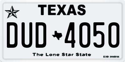 TX license plate DUD4050