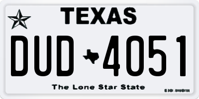 TX license plate DUD4051