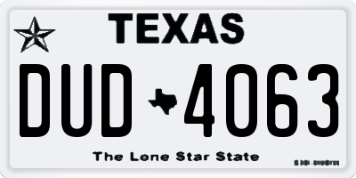 TX license plate DUD4063