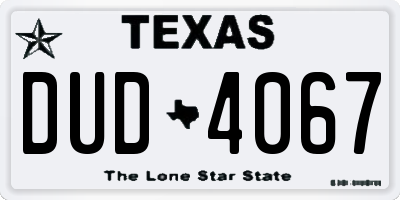 TX license plate DUD4067
