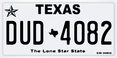 TX license plate DUD4082