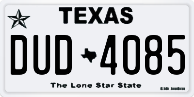 TX license plate DUD4085