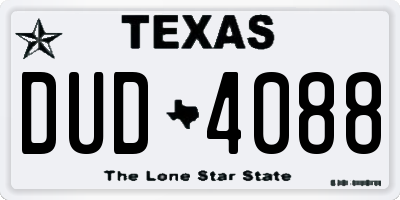 TX license plate DUD4088