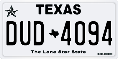 TX license plate DUD4094