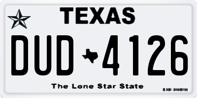 TX license plate DUD4126