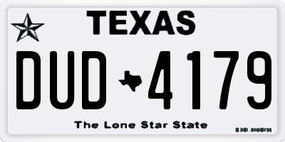 TX license plate DUD4179