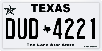 TX license plate DUD4221