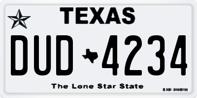 TX license plate DUD4234