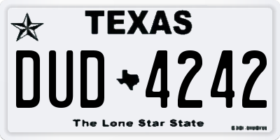 TX license plate DUD4242