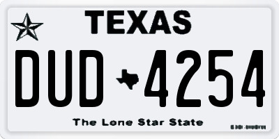 TX license plate DUD4254