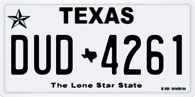 TX license plate DUD4261