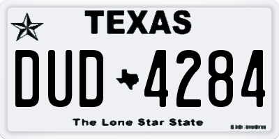 TX license plate DUD4284