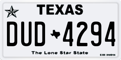 TX license plate DUD4294