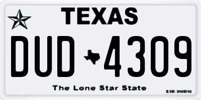 TX license plate DUD4309