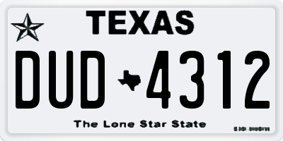 TX license plate DUD4312