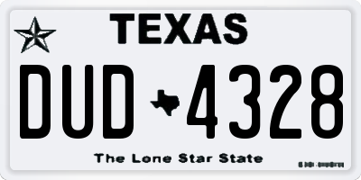 TX license plate DUD4328