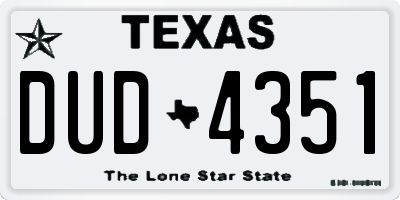 TX license plate DUD4351