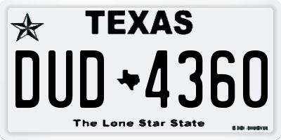 TX license plate DUD4360
