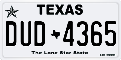 TX license plate DUD4365