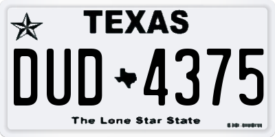 TX license plate DUD4375