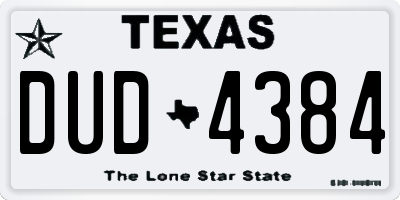 TX license plate DUD4384