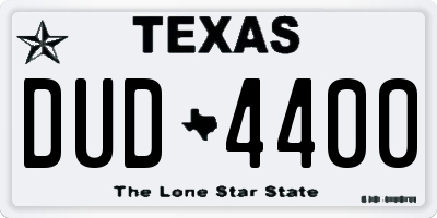 TX license plate DUD4400