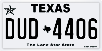 TX license plate DUD4406