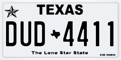 TX license plate DUD4411
