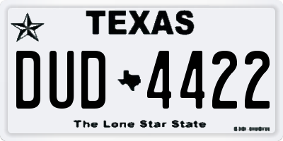 TX license plate DUD4422