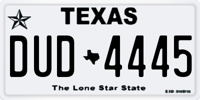 TX license plate DUD4445
