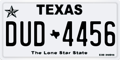 TX license plate DUD4456