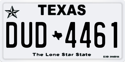 TX license plate DUD4461