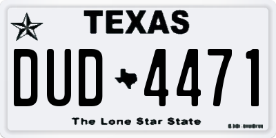 TX license plate DUD4471