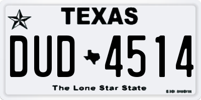 TX license plate DUD4514