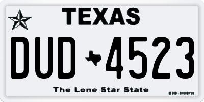 TX license plate DUD4523