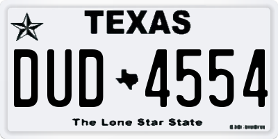 TX license plate DUD4554