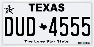 TX license plate DUD4555