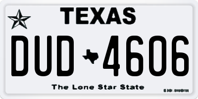 TX license plate DUD4606